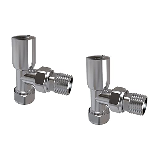 Acezanble Manual Radiator Heated Towel Rail Designer 15mm x 1/2" Chrome Angled Valves with PTFE Threaded Tape