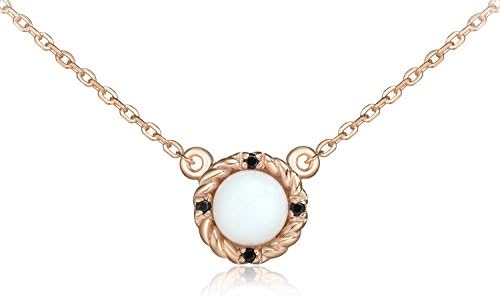 Lanfeny "Twinkle Heart" Gemstone Sterling Silver Necklace Simple Round, 16.5+1.2" Extender