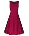 Styleword Women's Sleeveless Casual Cotton Flare Dress(Wine,M)