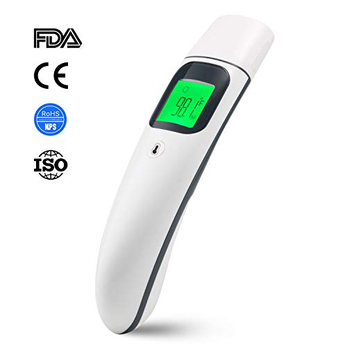 Digital Thermometer Front and Ear, Hertekdo Baby Thermometer with Infrared Temperature Sensor with FDA RoHS CE Certification LCD Display Ideal for Baby, Adults, Object and Room.