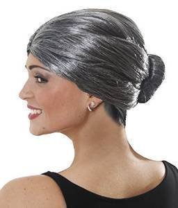 Old Lady Granny With Bun Hair Wig Fancy Dress Costume By Sowest