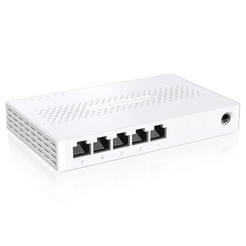 Tenda 5-Port Switch 2.5 Gigabit Unmanaged Netzwerk Switch 2.5 Gbit LAN Switch (Plug-and-Play Ethernet Switch, Lüfterlos, Wandmontage, Ideal für 2,5G N