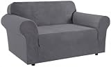 BellaHills Super Stretch Sofa Cover 2 Seater Charcoal Gray Non-Slip view 8