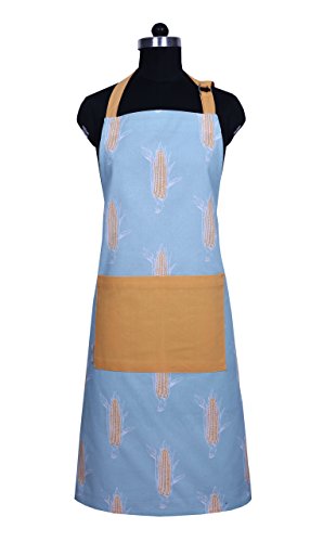 Set of Apron, Oven Mitt, Pot Holder, Pair of Kitchen Towels in a Unique Corn on the Cob Design, Made of 100% Cotton, Eco-Friendly & Safe, Value Pack and Ideal Gift Set,Kitchen Linen Set By CASA DECORS