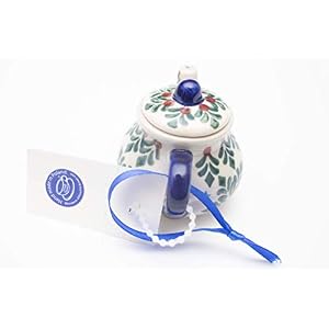 Manufaktura W Boleslawiec Polish Pottery Hand-Painted Teapot Ornament Blue Stars