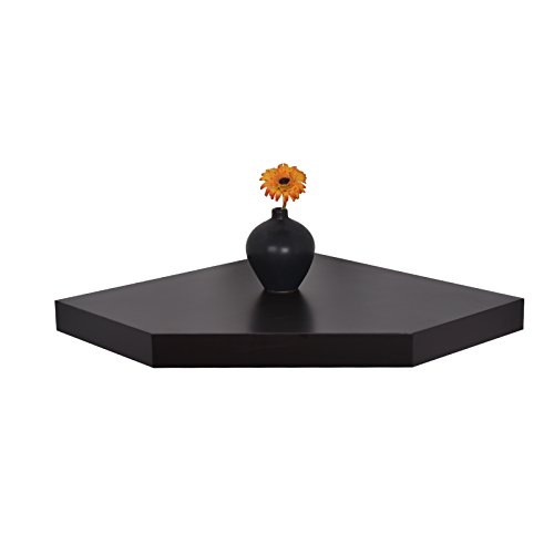 Welland Chicago Wall Floating Corner Shelf, 20-Inch, Espresso