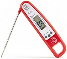 Buy4Chef Splash Proof, Instant Read Digital Food Thermometer with Back Light | Food Grade Stainless Steel Probe & Durable Plastic Housing | Bonus Meat Temperature Guide & eBook (Red)