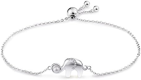 YAXING Genuine 925 Sterling Silver 925 Sterling Silver Cute Elephant Lace up Chain Link Bracelet for Women Sterling Silver Jewelry Gift (Elephant Bracelet)