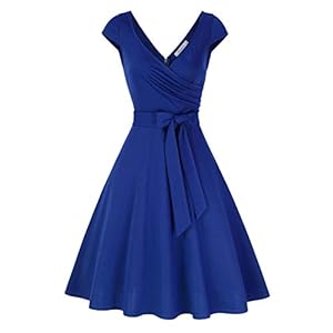KOJOOIN Dames Vintage Avondjurken 50’s V-hals Retro Jurken Hepburn-stijl Cocktailjurk