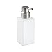 mDesign Foaming Soap Glass Dispenser Pump Bottle for Bathroom Vanities or Kitchen Sink, Countertops - Pack of 2, Square, Frost/Brushed