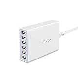 imuto 6-Port USB Charger with 50W/10A for Tablets and Smartphones - White