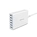 imuto 6-Port USB Charger with 50W/10A for Tablets and Smartphones - White