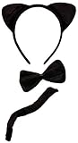 Black Cat Costume Set for Kids or Adult - Halloween, Dress Up, Cosplay Accessory Kit (Black)
