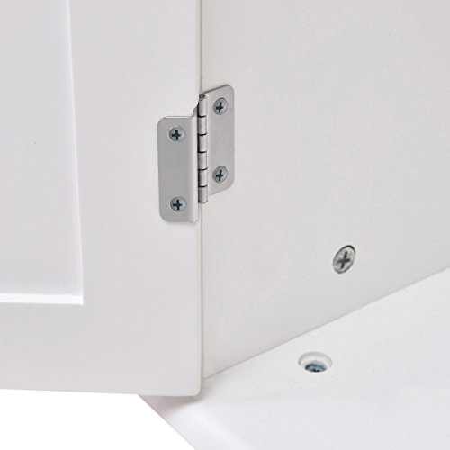 GentleShower Storage Cabinet, Wooden Floor Cabinet with 2 Doors and 2 Shelves, Home Fashions Cabinet Cupboard with White Finish and Stylish Design, Snow White