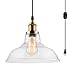HMVPL Industrial Plug in Edison Pendant Light, Rustic Mini Swag Hanging Lighting Fixture with Clear Glass Shade for Kitchen Island Dining Room Living Room Bedroom Hallway