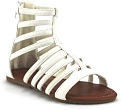 QQ Girls Kids Pipper-65 Caged Gladiator Sandals, White, 2