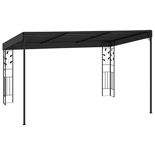 vidaXL Wand Pavillon Anbaupavillon Sonnenschutz Pergola Gartenpavillon Terrassendach Überdachung Gartenzelt Partyzelt 4x3x2,5m Anthrazit – Bild 5