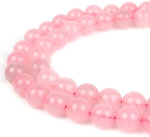 RVG 10mm Natural Rose Quartz Beads Round Gemstone Loose Stone Mala 15.5 in Strand for Jewelry Making (Approx 38-40 pcs)