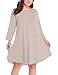 LARACE Women's 3/4 Sleeve Plain Swing Flowy Casual Loose T-Shirt Dresses X-Large Beige