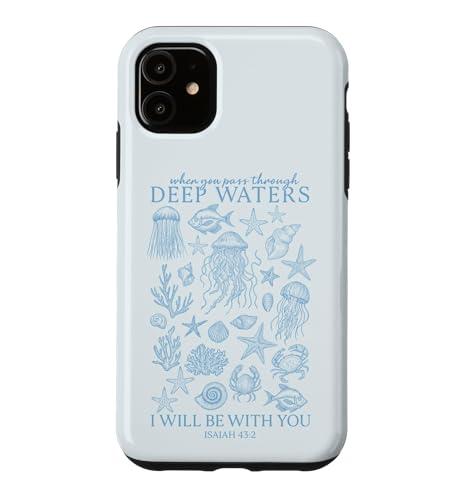 Bible Verse Ocean Graphic Deep Waters Isaiah 43:2 Christian Case for iPhone 11