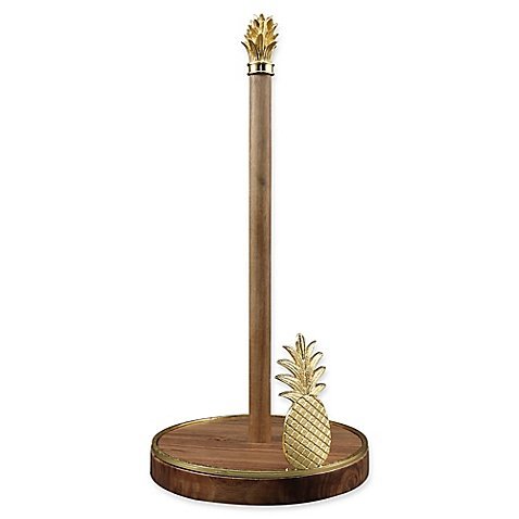 Thirstystone Pineapple Acacia Wood Paper Towel Holder in Gold