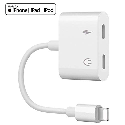 Headphone Jack Splitter Adapter AUX Audio & Charger & Call & sync Cable Compatible for iPhone 7/8/ X/XS/XR Dongle Accessory Connector iOS 12 Higher Compatible with iPhone Adapter for iPhone Headset