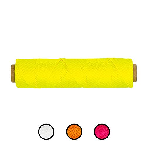 Braided Nylon Mason Line #18 - SGT KNOTS - Moisture, Oil, Acid, Rot Resistant - Twine String Masonry, Marine, DIY Projects, Crafting, Commercial, Gardening use (250 feet - Fluorescent Yellow)