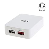 iKits (ETL Listed)USB Power Adapter,3.4A 17W Dual Flat Foldable Wall Charger Plug with Smart IC, 2-Port Travel Charger Compatible with iPhone X/8/7/Plus, iPad Pro/Air 2/ mini, Galaxy S9/ S8/Note,White