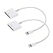 Lightning to 30-Pin Adapter(2-Pack), AKwor 8-Pin to 30-Pin Charge & Sync Cable Adapter Converter for Apple iPhone 7, 7 Plus, 6S, 6S Plug, 5S, 5C, iPad (4-5 White-2)