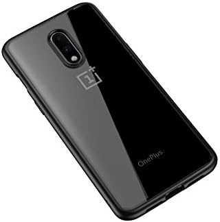 Conelz oneplus 7 case，Soft Silicone Frame + Transparency Acrylic Hard Back Cover for OnePlus 7 (Black)