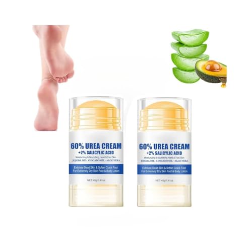 60% urea hydrating foot cream for dry cracked feet - cracked heel treatment with moisturizing formula - repairs dryness on hands, knees & elbows - 2025 upgraded foot lotion (2pcs, 2)