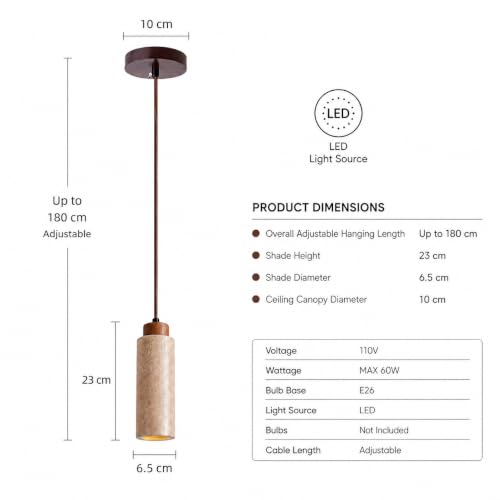 Lámparas colgantes de estilo wabi-sabi Japonesas,Regulable luz colgante de estilo retro con E26,Altura ajustable de 180cm,Iluminación colgante para islas de cocina,dormitorios y comedores (G)