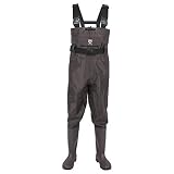 TideWe Bootfoot Chest Wader, 2-Ply Nylon/PVC Waterproof Fishing & Hunting Waders for Men and Women Brown Size 7
