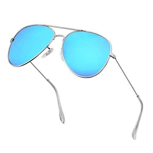 Polarized Aviator Sunglasses for Men Metal Mens Sunglasses Driving Unisex Classic Sun Glasses for Men/Women Blue
