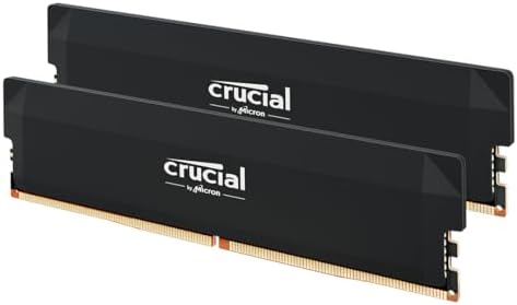 Crucial Pro DDR5 RAM 32GB Kit (2x16GB) 6400MHz CL38, Overclocking Desktop Gaming Memory, Intel XMP 3.0 & AMD Expo Compatible – Black CP2K16G64C38U5B