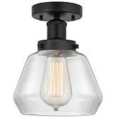 Innovations Lighting Fulton - 1 Light Semi-Flush Mount in Industrial Style-8.25 Inches Tall and 6.5 Inches Wide-Matte Black F