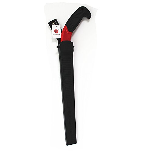 Pruning Saw with Sheath,VECOO Heavy Duty Gardening Saw 18.1 Inch Curved Blade Hand Saw Comfort Handle with Saw Blade Enclosure - Perfect for Trimming Trees, Plants, Shrubs, Wood, and More - Red Handle