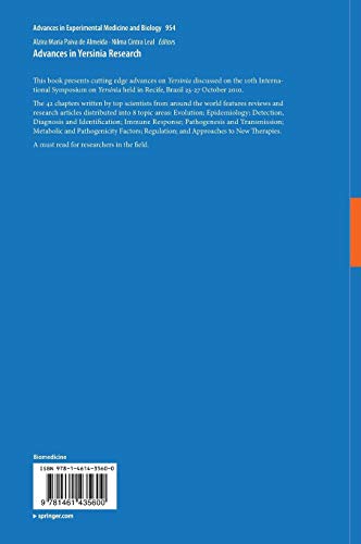 Advances in Yersinia Research (Advances in Experimental Medicine and Biology, 954)