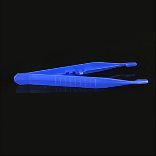 Disposable Medical Tweezers Small Plastic Tweezers Blue 10pcs - Thumbnail 3