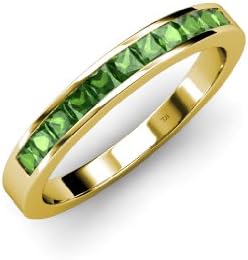 Tsavorite 11 Stone Princess Cut Wedding Band 0.60ct tw in 14K Yellow Gold.size 6.5