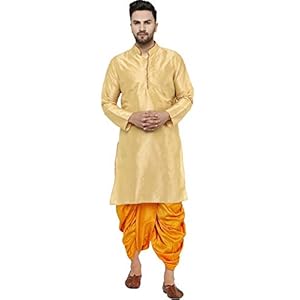 SKAVIJ Men’s Art Silk Dhoti Kurta Set Festival and Party Dress