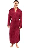 Alexander Del Rossa Men's Lightweight Satin Robe, Long Kimono, Medium Burgundy (A0720BRGMD)