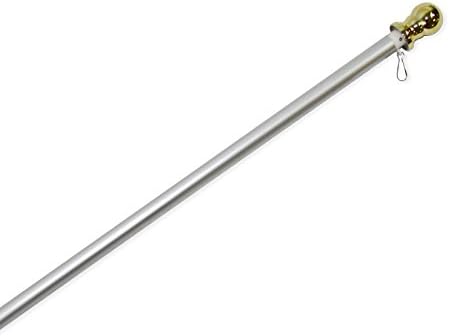 6ft Spinning Flag Pole - Silver Flag Pole & Gold Topper - Outdoor Wall Hanging Tangle Free Spinning Flag Pole - Black Label Special Edition