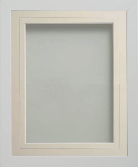 Frame Company Allington White Photo Frame with Ivory V-Groove Mount, 16x12 for 12x8 inch, fitted with perspex