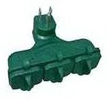 Master Electrician KAB-3FLU  3 Outlet  Heavy Duty Grounded Outdoor Adaptor, Green