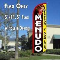 Menudo Sabado y Domingo Windless Polyknit Feather Flag (3 x 11.5 feet)
