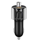 Safergo Wireless Hands-free Bluetooth FM Transmitter & USB MP3 Play with 3.4A Dual USB Charging Ports &LED Display for iPhone Samsung Cellphone, Silver Gray