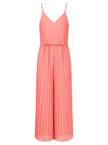 APART Fashion Damen Plissee-Overall, 2-in-1-Look, Overall mit weitem Bein, rückenfreies Outfit mit V-Ausschnitt, ärmelloses Kleid, geflochtene Spaghettiträger mit Perle, Kleidung für Hochzeitsgäste