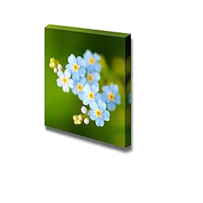 Blue Little Flowers Close Up and Green Grass Wall Decor