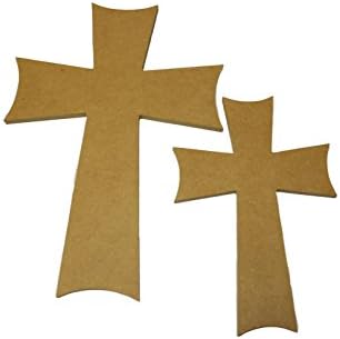 Custom WoodWorks - 17" Unfinished Stack-able Wooden Wall Crosses-Inward Curve